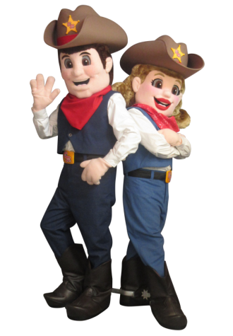 Cloverdale Rodeo Cowboy and Cowgirl Mascot Costume