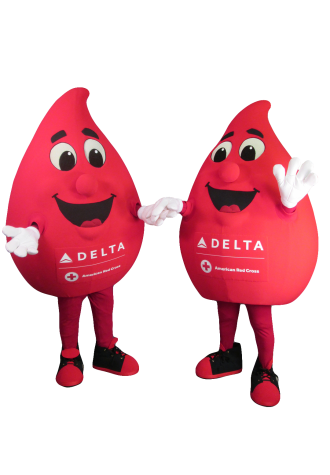 Delta Airlines Buddy the Blood Drop Mascot Costume