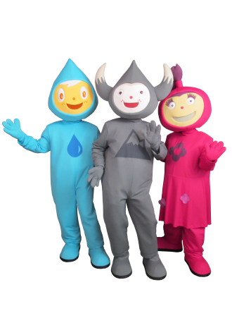 e2 Events Hydro, Leche and Vie Mascot Costume