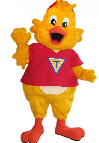 Productos Toledano El Pollo Pechugon red shirt Mascot Costume