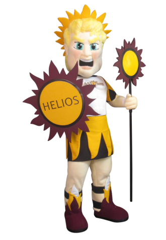West Bend East High School Helios with staff and shield Mascot Costume
