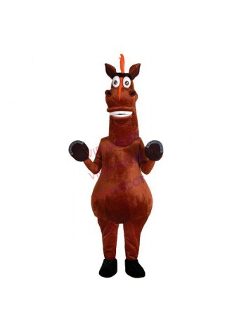Amazing The Standing Horse With Bright Orange Mane Mascot Costume