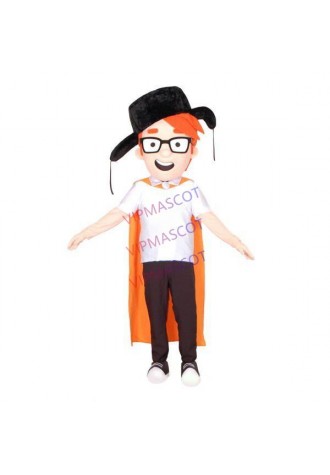 Smart Teenage Boy Wearing Warm Wind Cap Mascot Costume