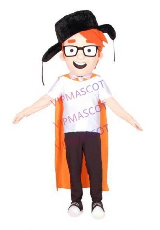 Smart Teenage Boy Wearing Warm Wind Cap Mascot Costume