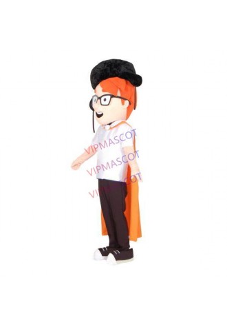 Smart Teenage Boy Wearing Warm Wind Cap Mascot Costume