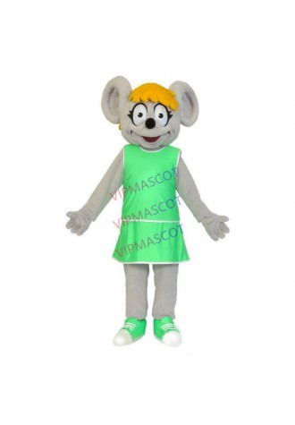 Amicable Big Mouse In The Green Suit Mascot For Celebration Activity