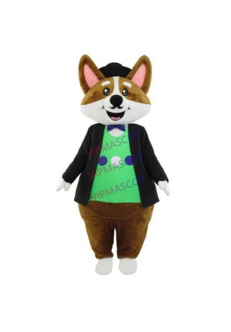 Thoughtful The Dog Butler In Formal Suit Mascot Costume