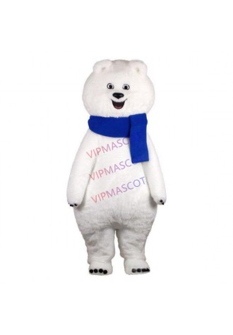Soft Furry The Thrilled Polar Bear Mascot Costume