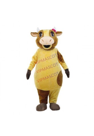 Optimistic The Fancy Light Brown Cow Mascot Costume