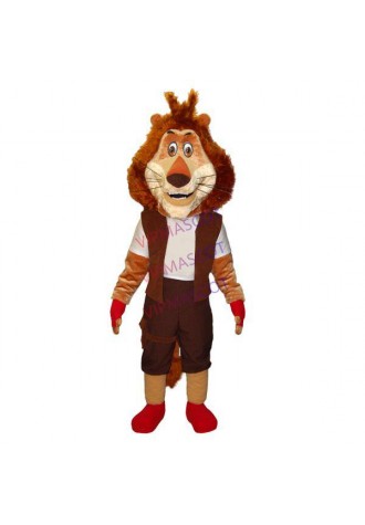 Hardworking The Male Lion With Vest Mascot Costume