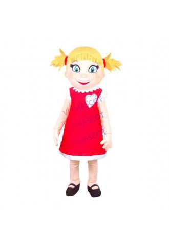 Youthful Little Blond Girl With Acne Mascot Costume