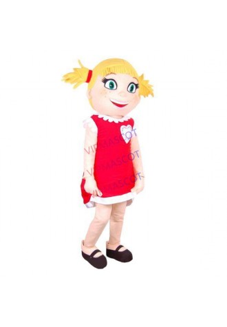 Youthful Little Blond Girl With Acne Mascot Costume