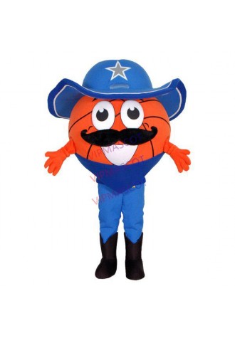 Cartoon Cowboy Basketball Wearing Star Hat Mascot Costume