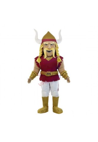 Fully Armed Brave Soldier With Golden Hair Mascot Costume