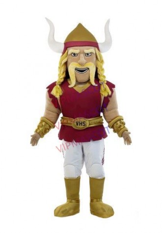 Fully Armed Brave Soldier With Golden Hair Mascot Costume