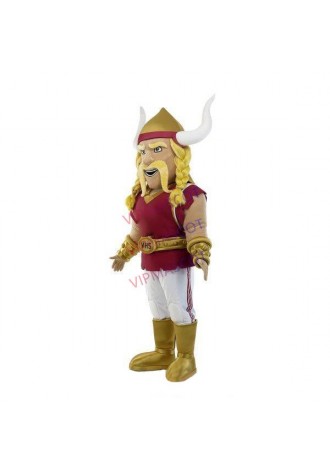 Fully Armed Brave Soldier With Golden Hair Mascot Costume