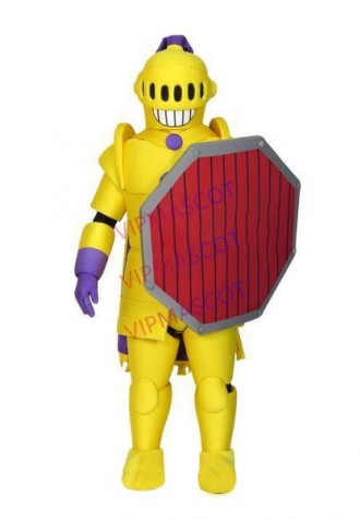 Heavily Guarded Soldier Holding Shield Mascot Costume