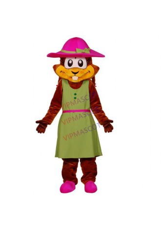 Elegant Lady Squirrel With Vest Dress Mascot Costume