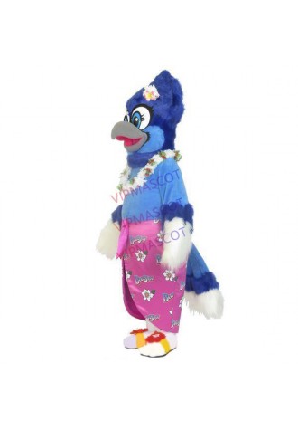 Miss Parrot Wearing Kimono Skirt Mascot Costume