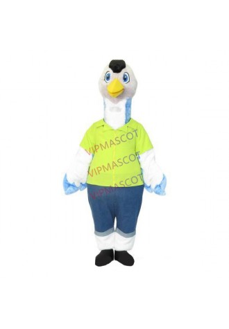 Adult Dull Duck In Fluorescent Green Shirt Mascot Costume