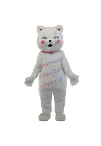Favored White Plush Pet Cat With Clean Body Mascot Costume