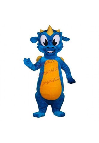Playful The Big Eyed Blue Baby Dragon Mascot Costume