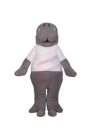 Lifesome Standing Seal Wearing White Shirt Mascot Costume