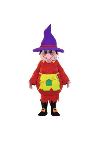 Evil Old Witch In The Tattered Apron Mascot Costume