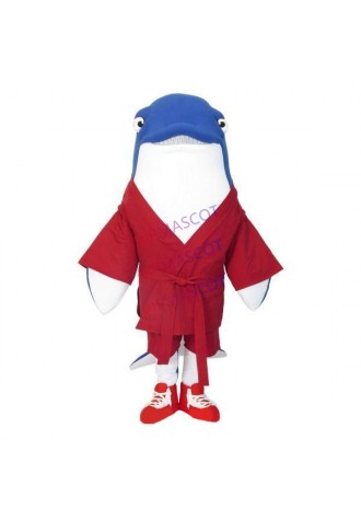 Serious Master Shark In Taekwondo Suit Mascot Costume