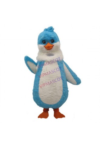 Amiable Soft Furry Blue Duck With Long Body Mascot Costume