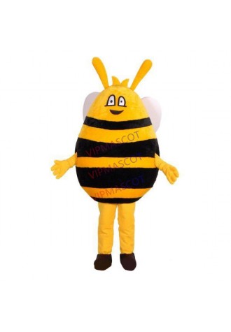 Cartoon Small Eyed Bee With Flat Body Mascot Costume
