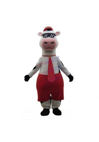 Stylish Mr Cow Wearing Cool Sunglasses Mascot Costume