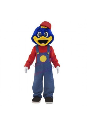 Humorous Blue Duck Boy In Casual Suit Mascot Costume