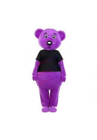 Lavender Purple Bear With Blank Expression Mascot Cartoon Costume