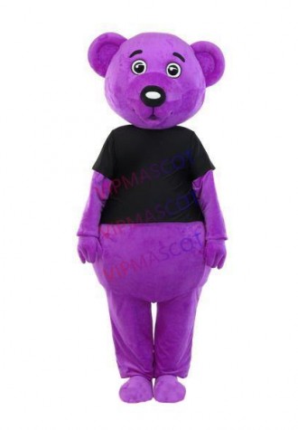 Lavender Purple Bear With Blank Expression Mascot Cartoon Costume