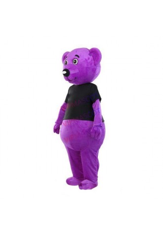 Lavender Purple Bear With Blank Expression Mascot Cartoon Costume