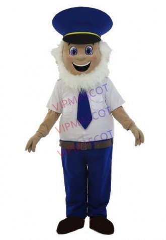 Helpful Old Blue-eyed Community Police Mascot Costume