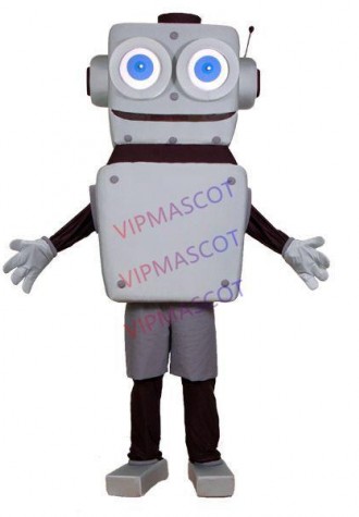 Interesting Cartoon Robot With Square Head Mascot Costume