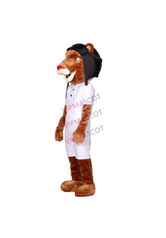 Adult Pilot Lion Wearing Working Polo Shirt Mascot Costume