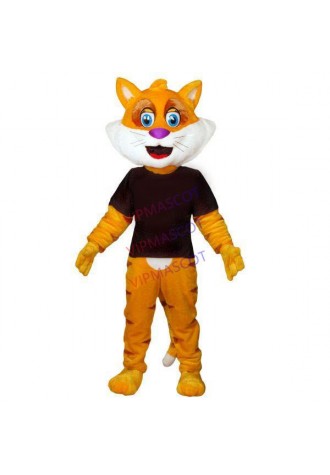 Genial Soft Little Tiger With Black Shirt Mascot Costume