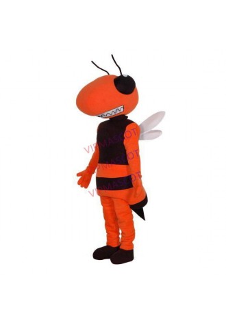 Giant Orange Bee With Angry Expression Mascot Costume