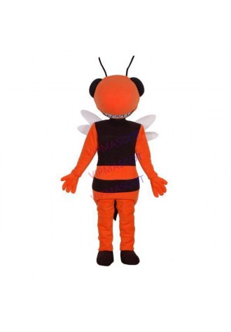 Giant Orange Bee With Angry Expression Mascot Costume