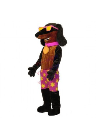 Swagger Cool Dog Wearing Golden Sunglasses Mascot Costume