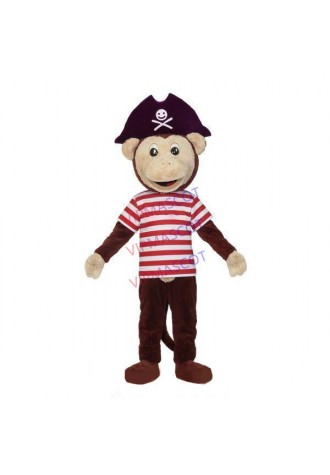 The Captain Monkey Wearing Skull Hat Mascot Costume