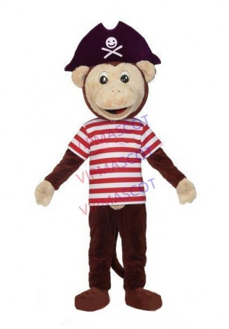 The Captain Monkey Wearing Skull Hat Mascot Costume