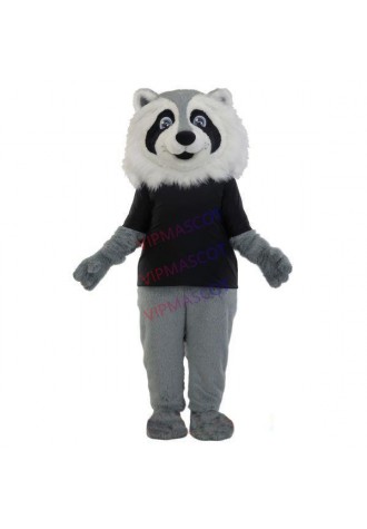 Surprised The Gray Fur-faced Raccoon Mascot Costume