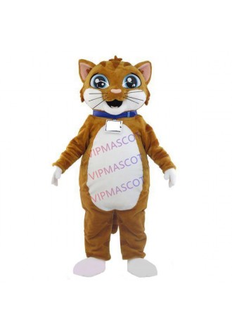 Clean Brown House Cat With Shiny Eyes Mascot Costume