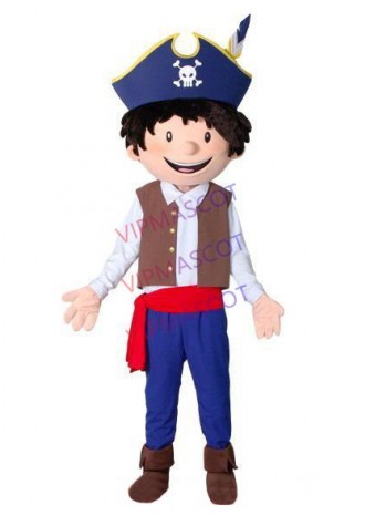 Honest Pirate Crew Boy With Red Belt Mascot Costume