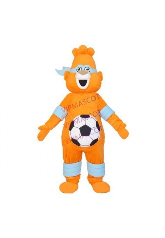 Orange Football Bear With Full Wristbands Mascot Costume