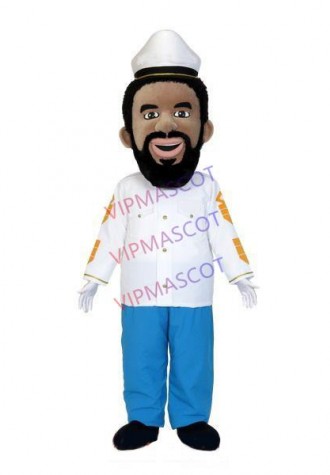Experienced Africa Black Bearded Captain Mascot Costume